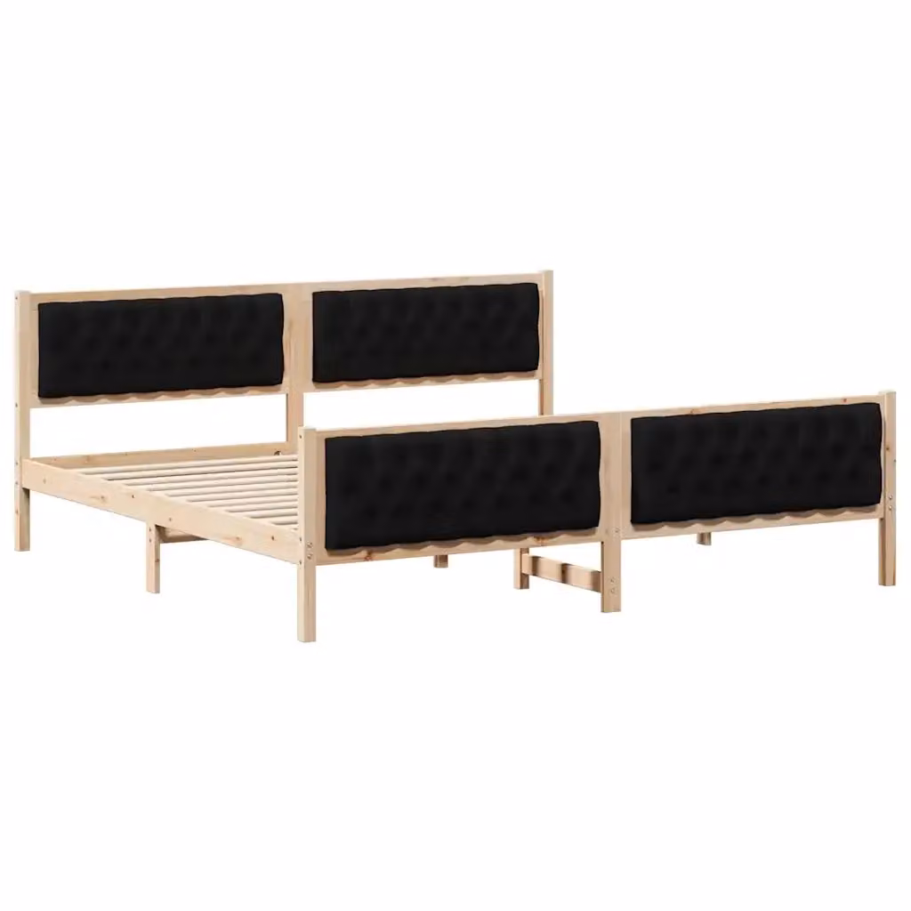Struttura del letto vidaXL in pino massello nero 200 x 200 cm – 2