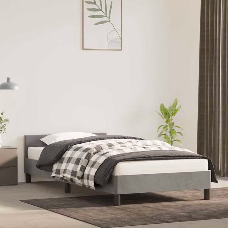 vidaXL Giroletto imbottito in velluto Grigio Chiaro L 100 cm x P 200 cm
