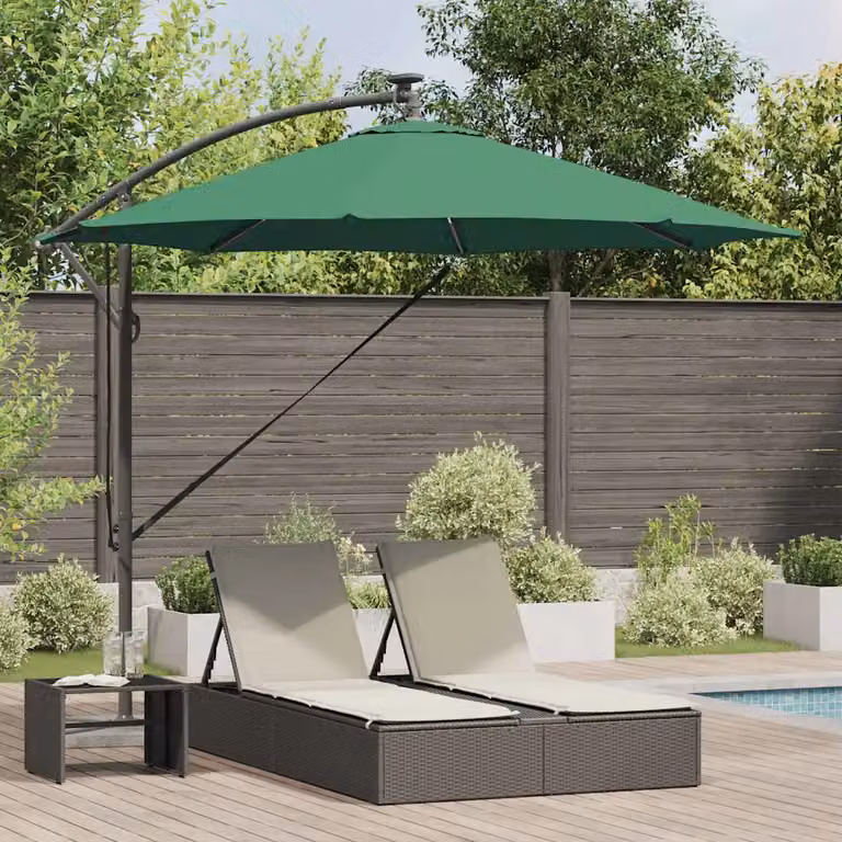 Ombrellone a braccio mobile vidaXL in poliestere e alluminio, Verde, L/P/H: 294 x 294 x 248 cm