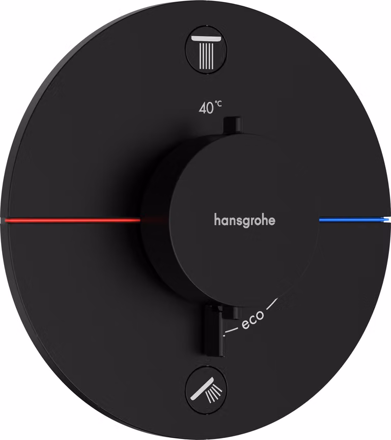hansgrohe ShowerSelect Comfort S thermostat, encastré, 2 consommateurs, rosace ronde, avec combinaison de sécurité, 15556670, 15556670