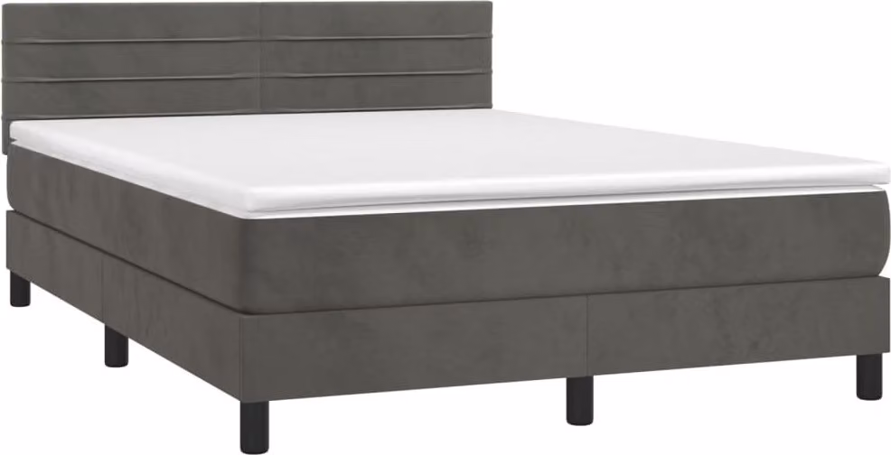 Giroletto a Molle con Materasso Grigio Scuro 140x200 cm Velluto