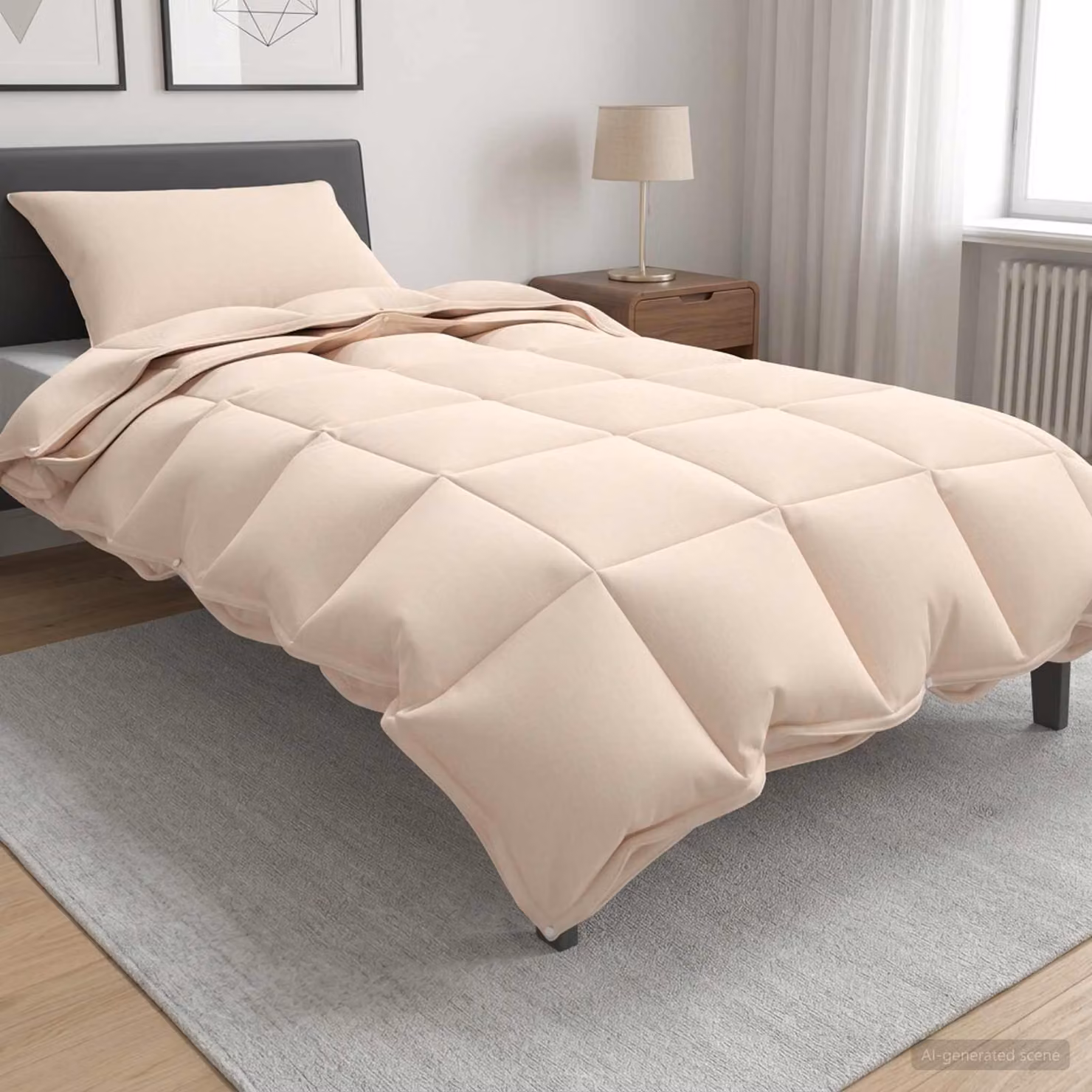 Set di piumoni e cuscini vidaXL beige in cotone, kapok e poliestere L 155 x P 200 cm