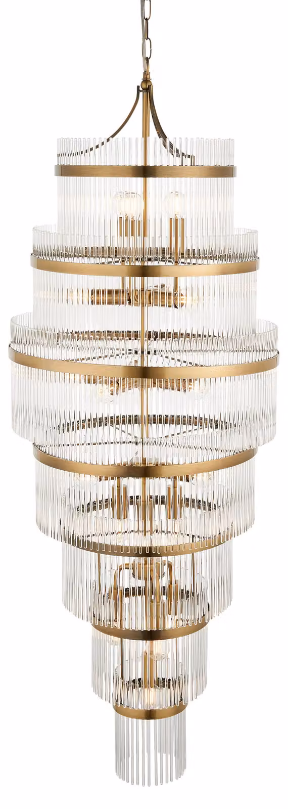 Lampada a sospensione MARIETTA GRAND in ottone anticato, 21xE14x15W, vetro, dimensioni: 290x50x50 cm, IP20, Endon