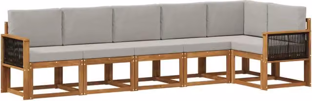 Set di divani da esterno 6 pz Naturale e Grigio Chiaro 3385252