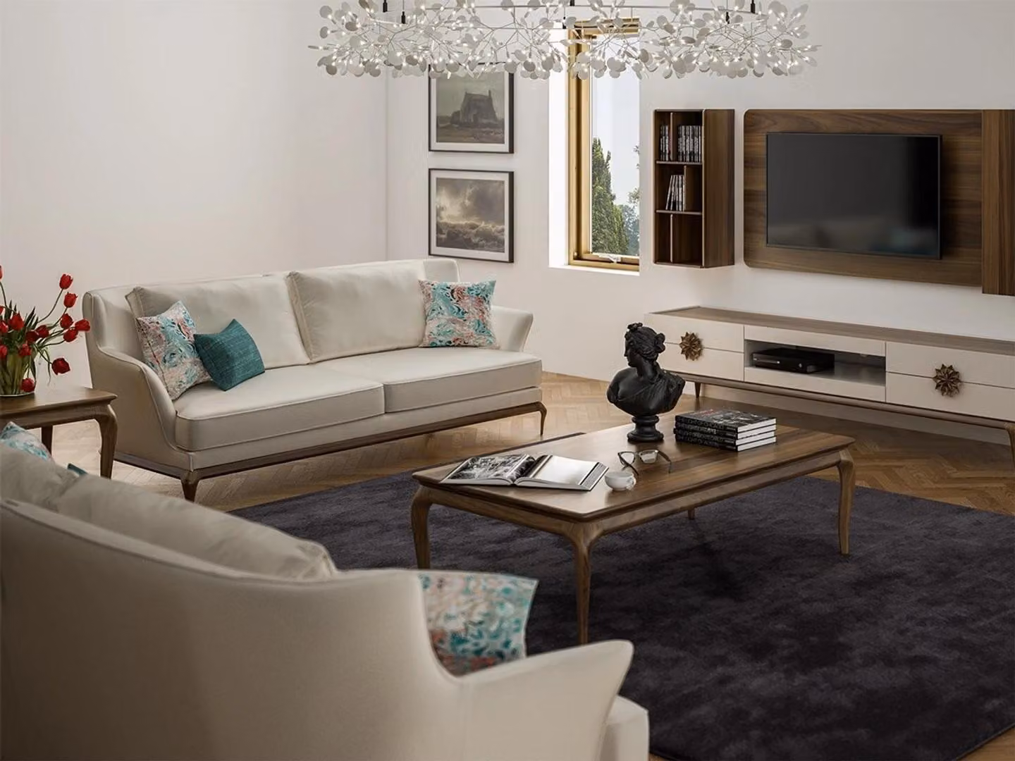 Modern Komplett 2x Dreisitzer Sofa Weiß Textil Wohnzimmer Design Sofas Couch