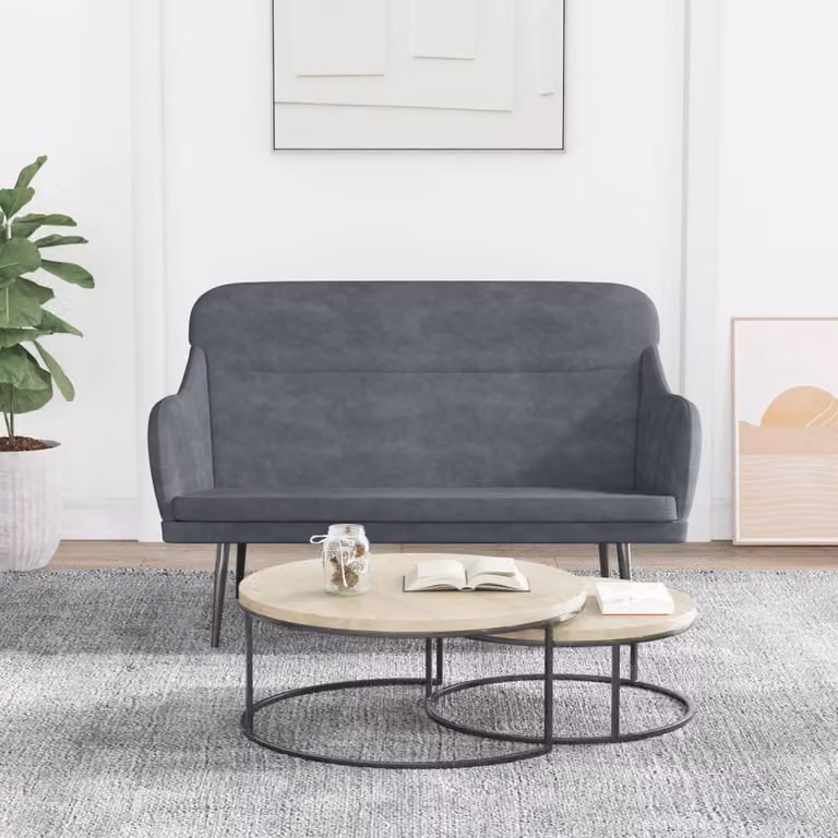 Panca vidaXL in velluto grigio con braccioli per soggiorno L: 110 cm, P: 76 cm, H: 80 cm