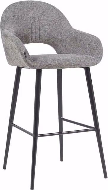 Sgabello imbottito Rowan LÚZETE grigio con gambe in metallo nero