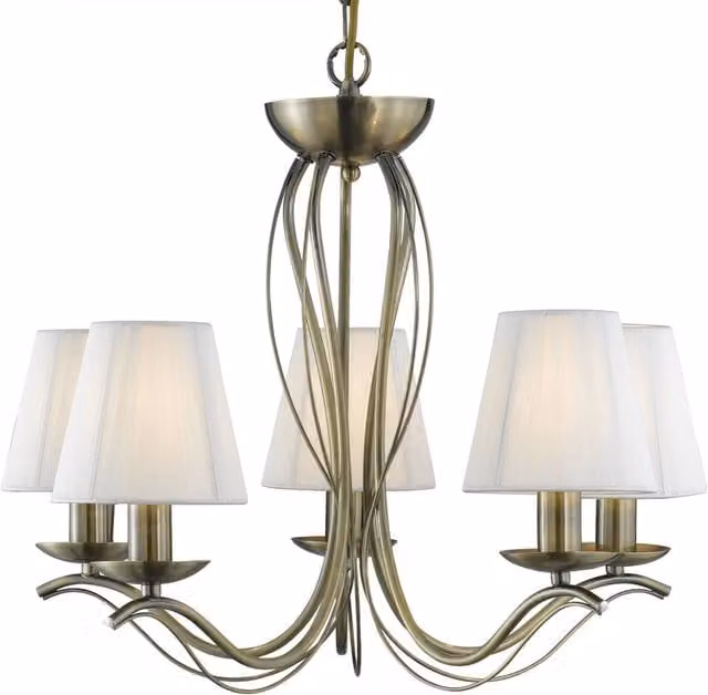 Lampadario Industrial-Nordico Andretti Acciaio Ottone 5 Luci E14