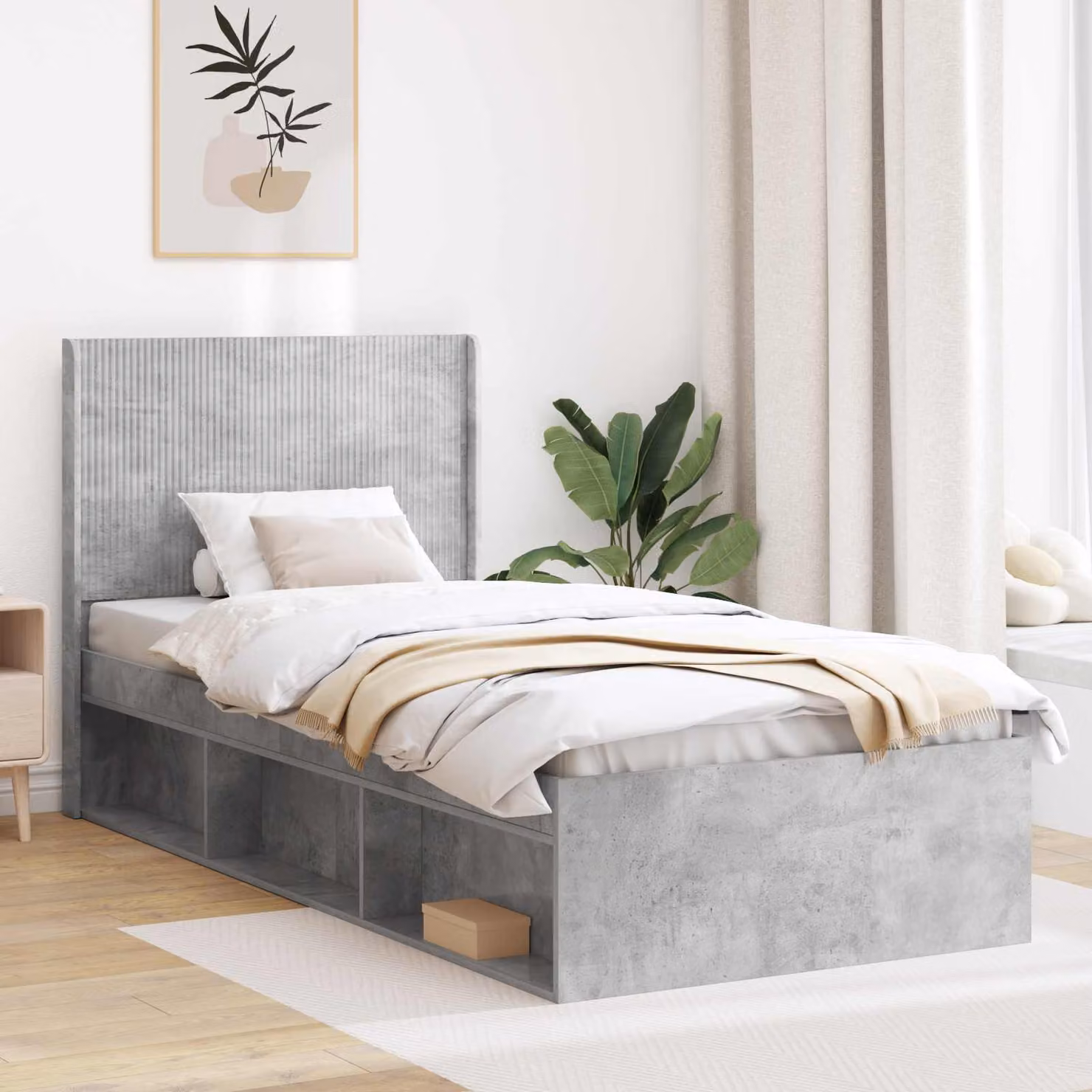 Testiera Letto Imbottita vidaXL in Legno Ingegnerizzato e Tessuto Grigio