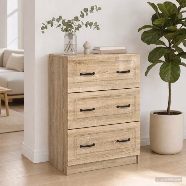 Mobile con Cassetti Moderno vidaXL in Legno MDF Colore Marrone e Beige L: 66 cm, P: 34,5 cm, H: 87 cm