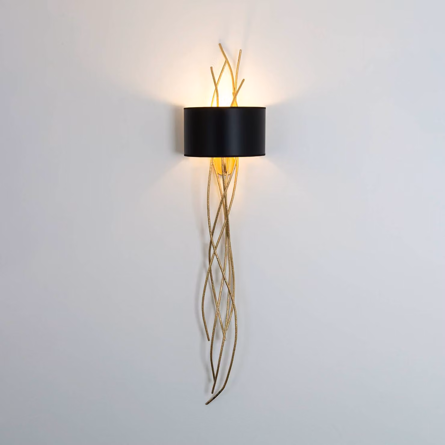 Holländer Applique da parete Elba lungo, dimmerabile, Ottone / Oro, Soggiorno / Sala da pranzo, Metallo, Moderno, Applique