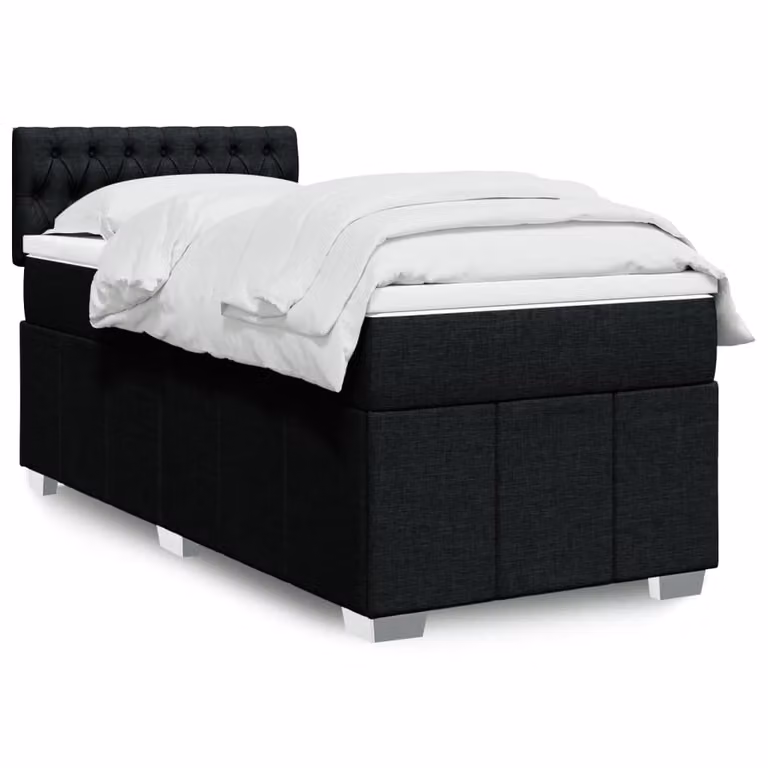 vidaXL Giroletto a Molle con Materasso Ibrido in Tessuto Nero L 90 cm x P 200 cm