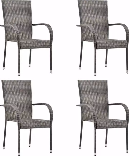 Set Mobili da Pranzo Giardino 5 pz in Polyrattan Grigio 3072486