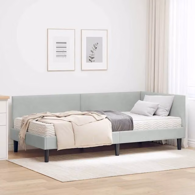 Struttura Letto Angolare con Materasso 2 pz Grigio chiaro 3393758