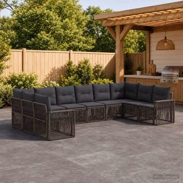 Set Divano da Giardino 10 pz Grigio e Grigio Scuro polyrattan 3435233