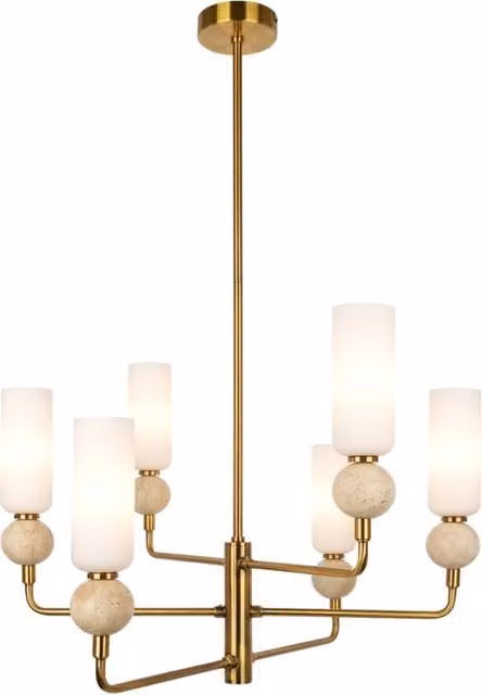 Lampadario Santos ottone vetro ovale 6 luci G9 Italux