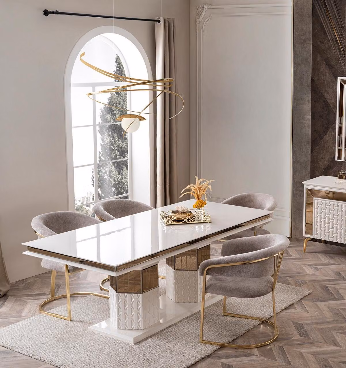 Esstisch Holz Esstische Tische Tisch Design Gold Luxus Esszimmer Möbel