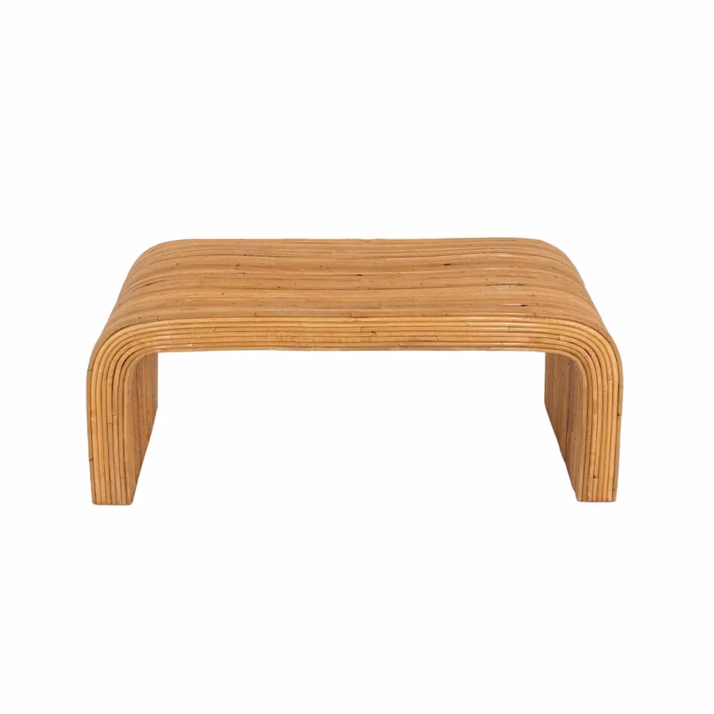 Panca Sweeek in rattan naturale marrone per camera da letto o ingresso, L: 100 cm, P: 40 cm, H: 45 cm – 2