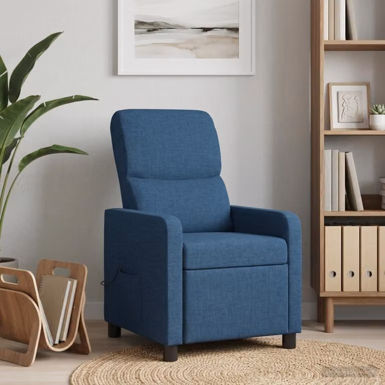 Poltrona relax moderna vidaXL blu con braccioli e imbottitura in schiuma