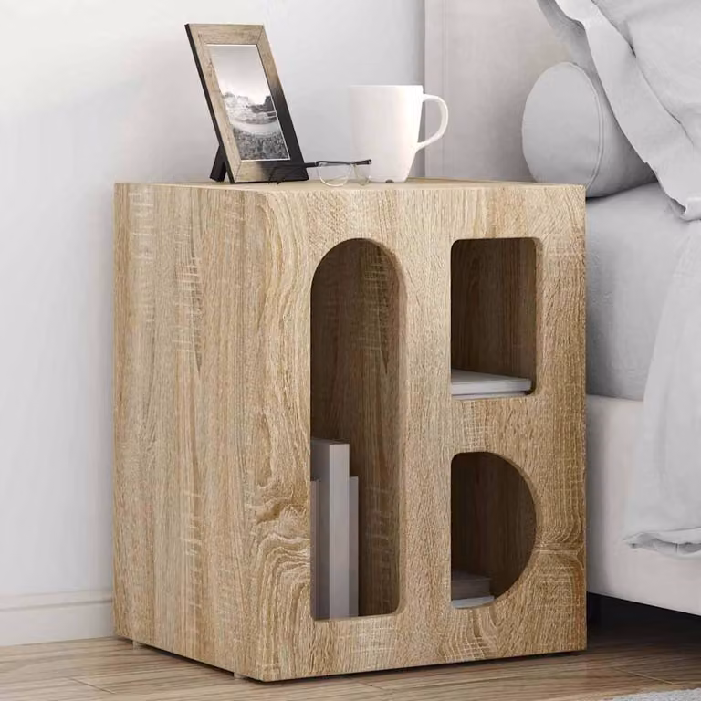 Comodino moderno vidaXL ELST in Rovere Sonoma, marrone opaco, L 40 cm x P 35 cm x H 50 cm