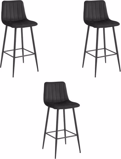 Sgabello Valora POZZA in velluto nero dal design ergonomico per cucina x3