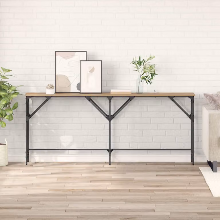vidaXL Tavolo consolle in stile industriale marrone L: 180 cm, P: 30 cm, H: 75 cm