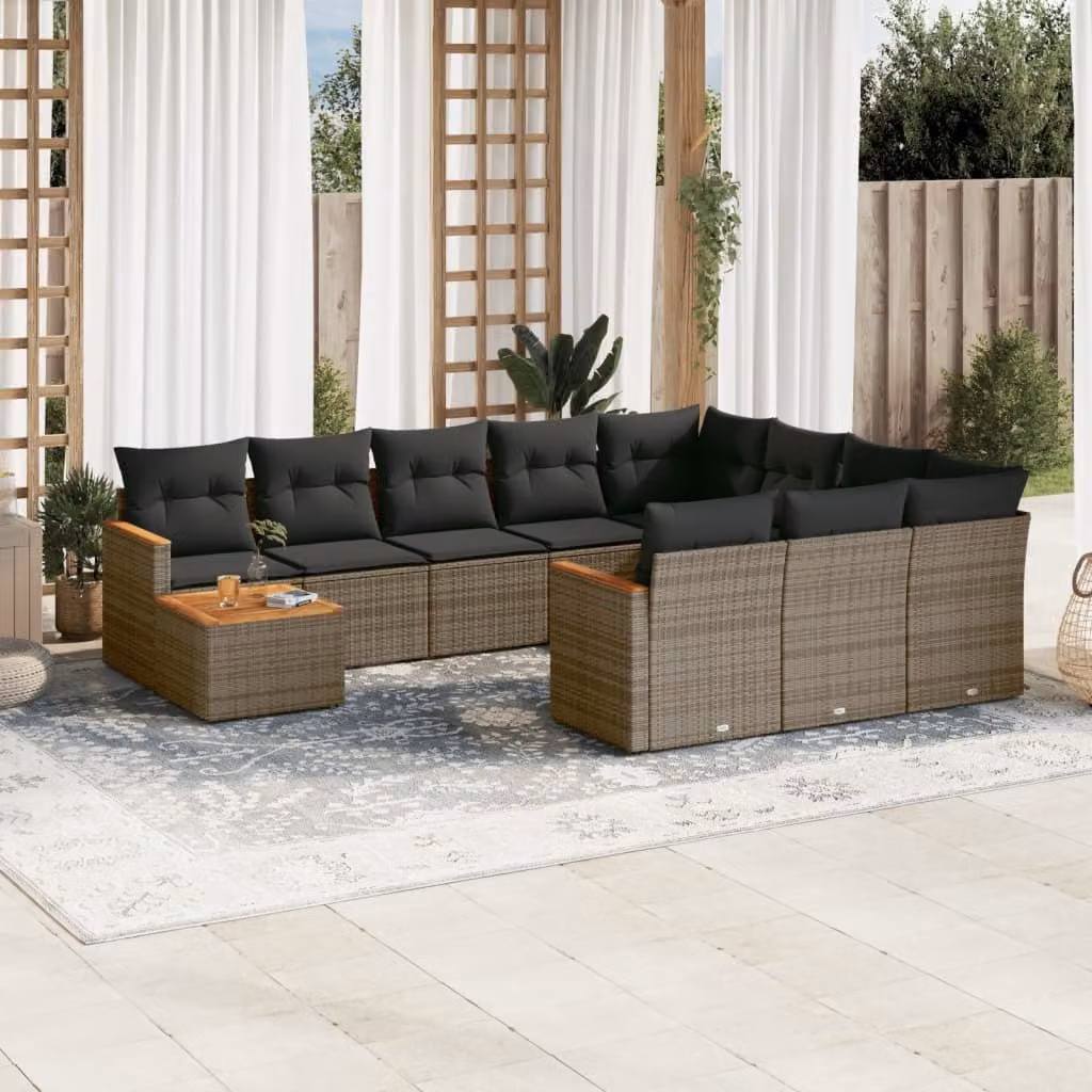 Maison Exclusive - Set Divani da Giardino 11 pz con Cuscini in Polyrattan Grigio
