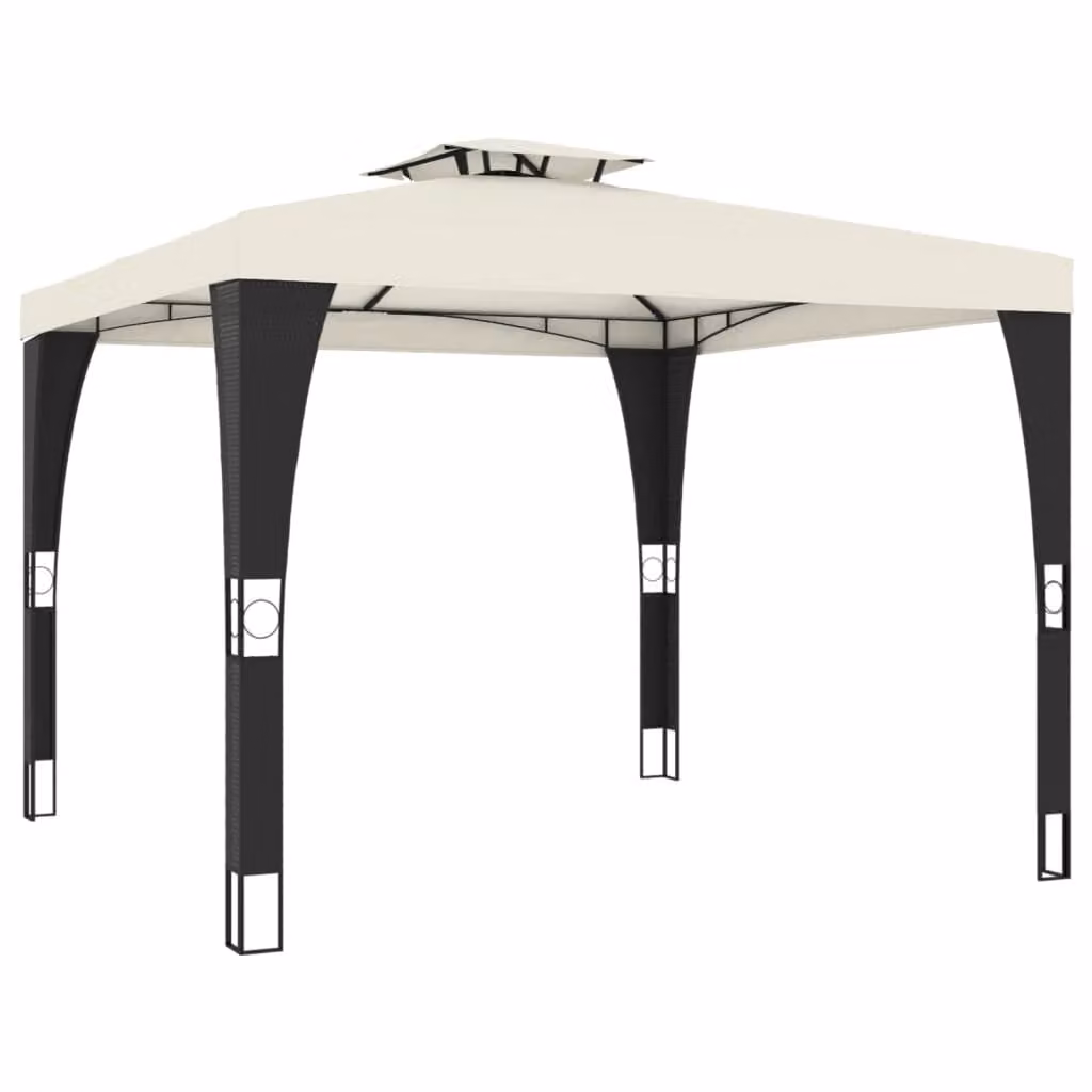 Gazebo con Tetto Doppio Crema 2,98x2,98 m in Acciaio
