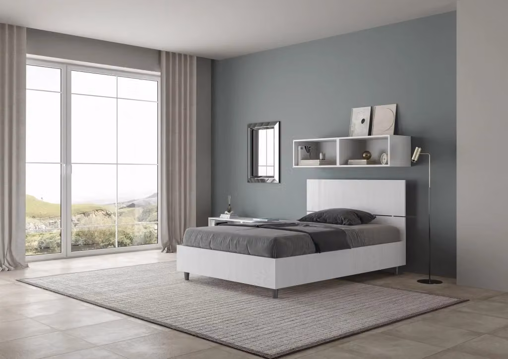Letto 1 Piazza e Mezzo Demas GIORDANOSHOP con Contenitore e Rete, Bianco Frassino, L/P/H: 120 x 200 x 127 cm – 2