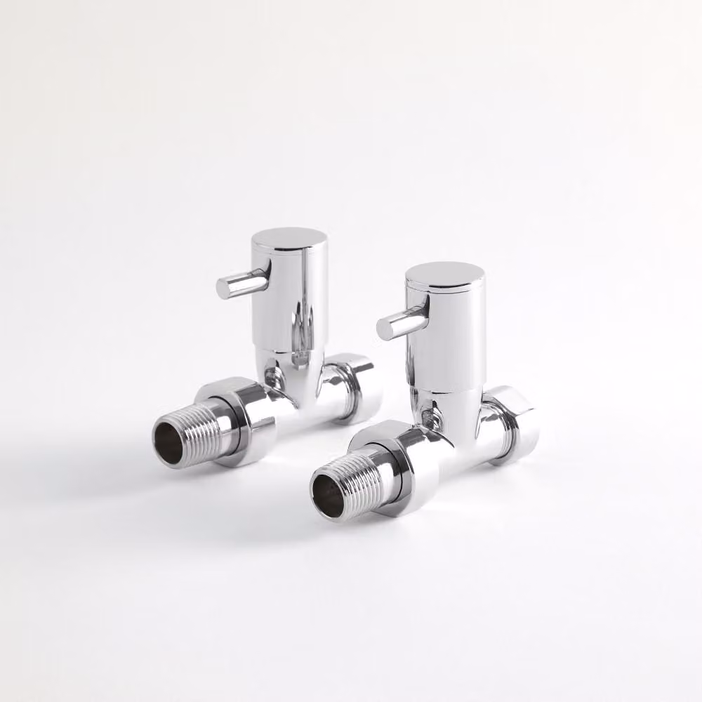 Paio di Valvole Diritte Minimaliste per Radiatore - Cromate - Select