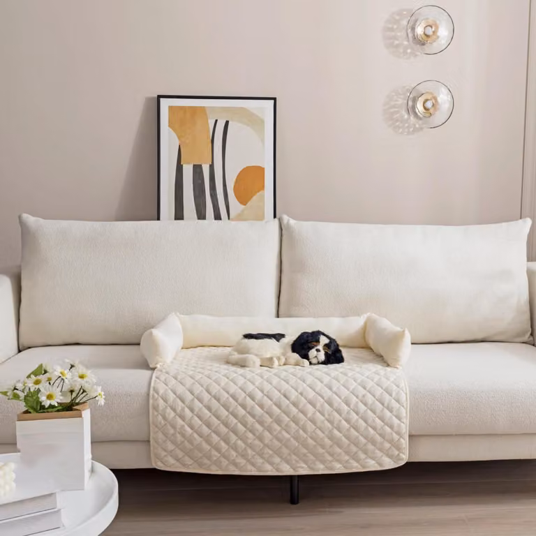 Copertura lavabile per divano, adatta anche come cuccia per cani, colore beige, dimensioni 75 x 75 cm