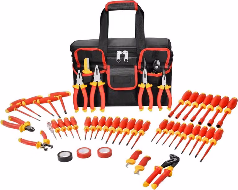 Set di cacciaviti isolati - Set di utensili per elettricisti 50 pezzi - Fino a 1000 V - Punte magnetiche - Chiave esagonale con impugnatura a T - Tester di tensione unipolare