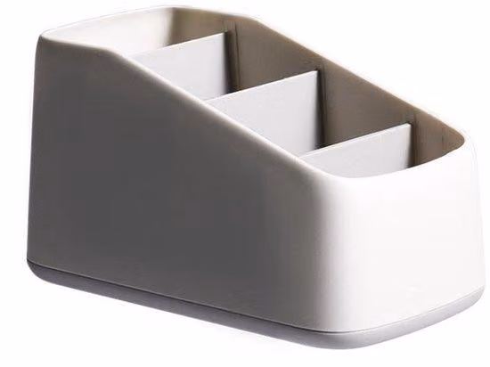 Mediabox a 4 scomparti, base di ricarica per telecomando, organizer da scrivania, scrivania, organizer da scrivania, accessori da scrivania, organizer per lettori multimediali, (grigio)