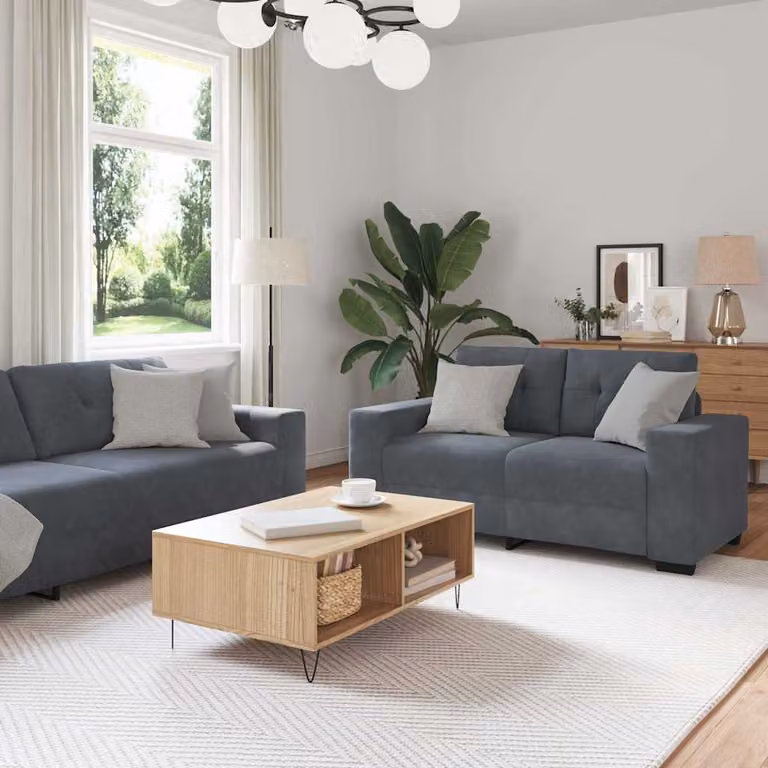 vidaXL Set divano moderno a 2 posti in velluto grigio con cuscini inclusi