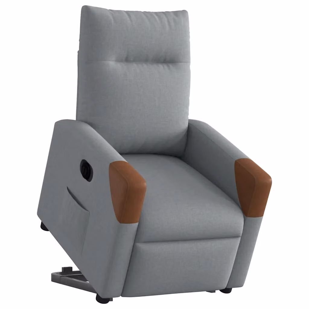Poltrona Reclinante Alzapersona Elettrica vidaXL in Tessuto Grigio e Marrone con Supporto per Senior e Funzione TV Chair – 2