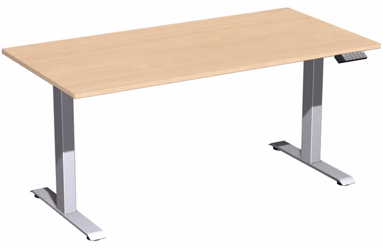 Tavolo Elevate Plus 1600x800x630-1280mm argento/faggio