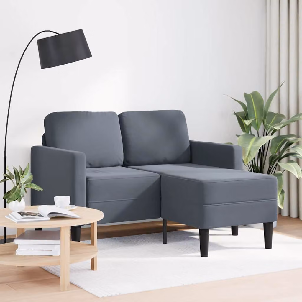 vidaXL Divano 2 Posti con Chaise a L Grigio scuro 125 cm in Velluto