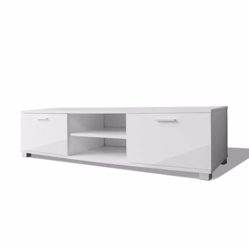 Mobile Porta TV Moderno vidaXL Bianco Lucido in MDF L: 140 cm, P: 40,5 cm, H: 35 cm – 2
