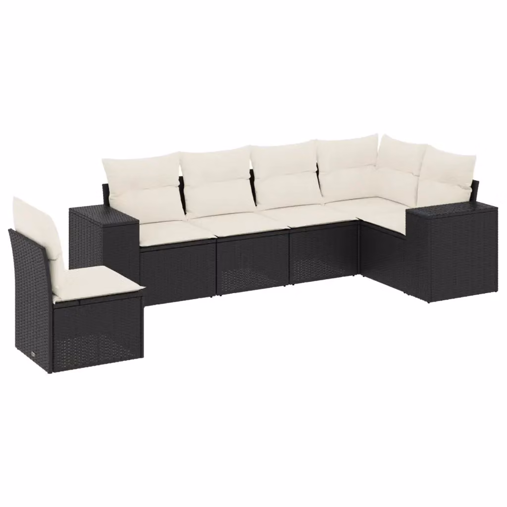 Set Divano da Giardino a L vidaXL 6 pz con Cuscini, Struttura in Metallo e Polyrattan Nero – 2