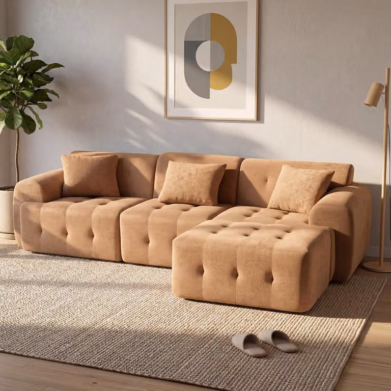 Divano ad angolo COMHOMA, 245 x 60 x 40 cm, divano modulare con funzione letto, divano letto, divano a L per soggiorno, imballato sottovuoto, combinabile in modo flessibile