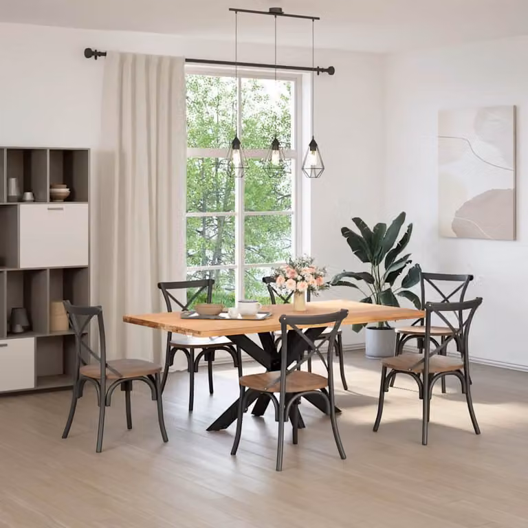vidaXL Gamba Tavolo da Pranzo a Forma di Ragno Nero 120x68x(72-73) cm
