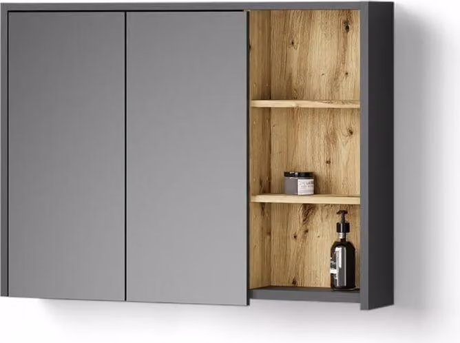 Specchio contenitore bagno Livinity Vomano Rovere artigianale 100 x 75 cm, Model 52775