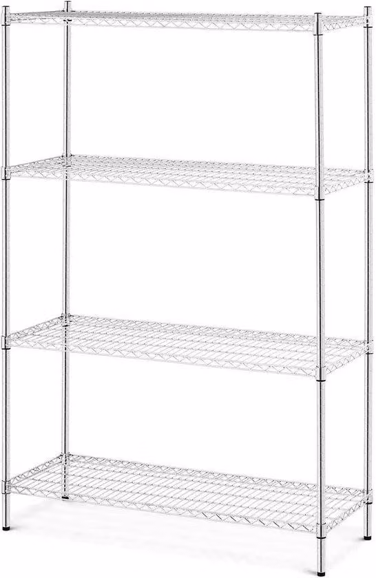 Scaffale metallico regolabile - Cromato - Garage - 120 x 45 x 180 cm - Grigio