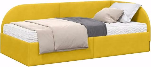 Letto singolo | Letto per adulti | Struttura Letto Angolare con Materasso 2 pcs Giallo Velluto
