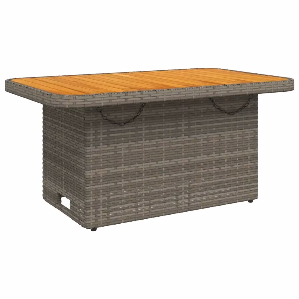 Tavolo da giardino rettangolare vidaXL in polyrattan e legno di acacia oliato, grigio e marrone, L: 90 cm, P: 55 cm, H: 71 cm – 2