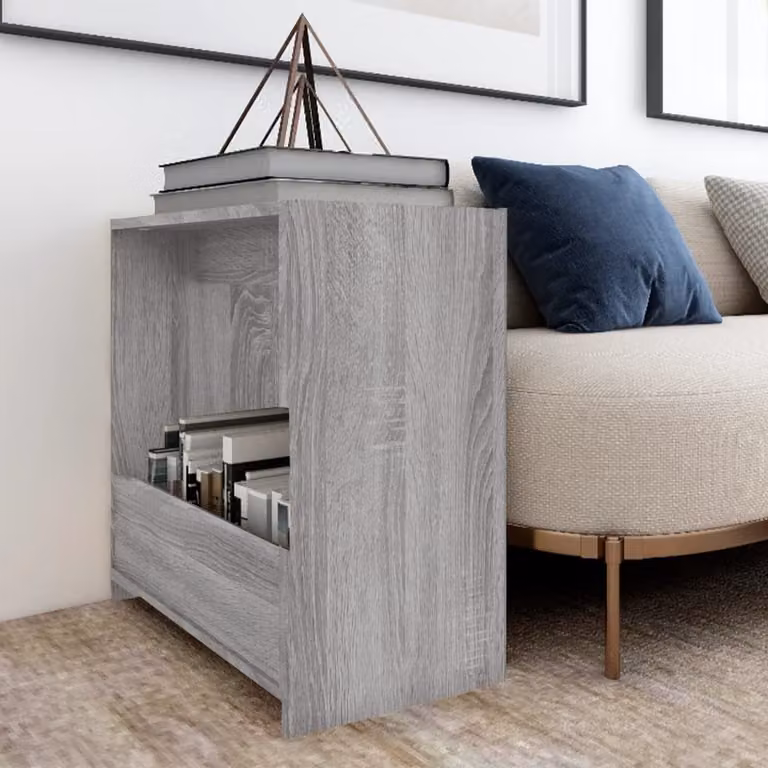 Tavolino vidaXL in legno multistrato e MDF color grigio Sonoma, stile rustico, L: 50 cm, P: 26 cm, H: 50 cm