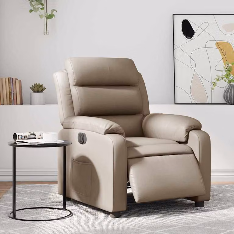 Poltrona Reclinabile Elettrica vidaXL in Similpelle Beige e Marrone con Braccioli e Funzione Auto-Return