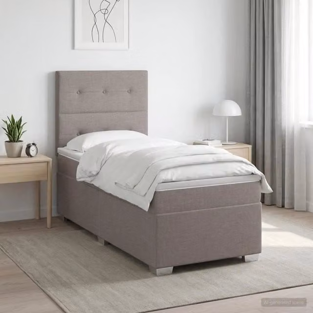 Letto box spring con materasso vidaXL in tessuto beige e grigio L/P: 200 x 80 cm – 1