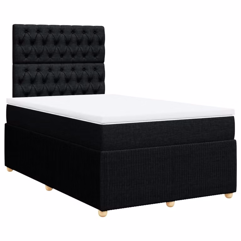 Giroletto a Molle con Materasso Nero 120x200 cm in Tessuto