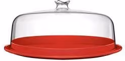 Porta torta rotondo Margherita Rosso 88 in vetro, Diametro: 34 cm